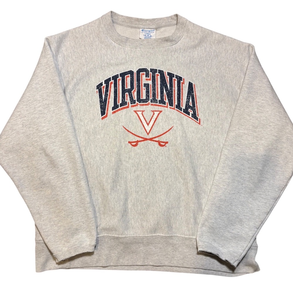 Vintage 90s / Y2K Champion Reverse Weave Virginia UVA Sweatshirt Large Boxy